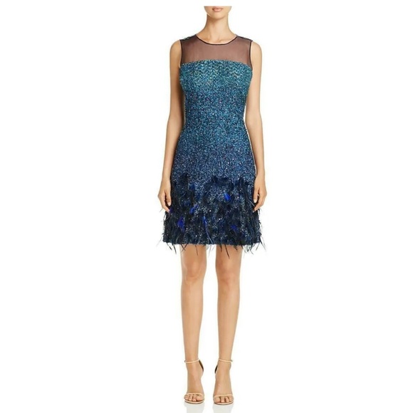 Elie Tahari Anabelle Embellished Feather Cocktail Dress NWT Sz.4 - Picture 4 of 8